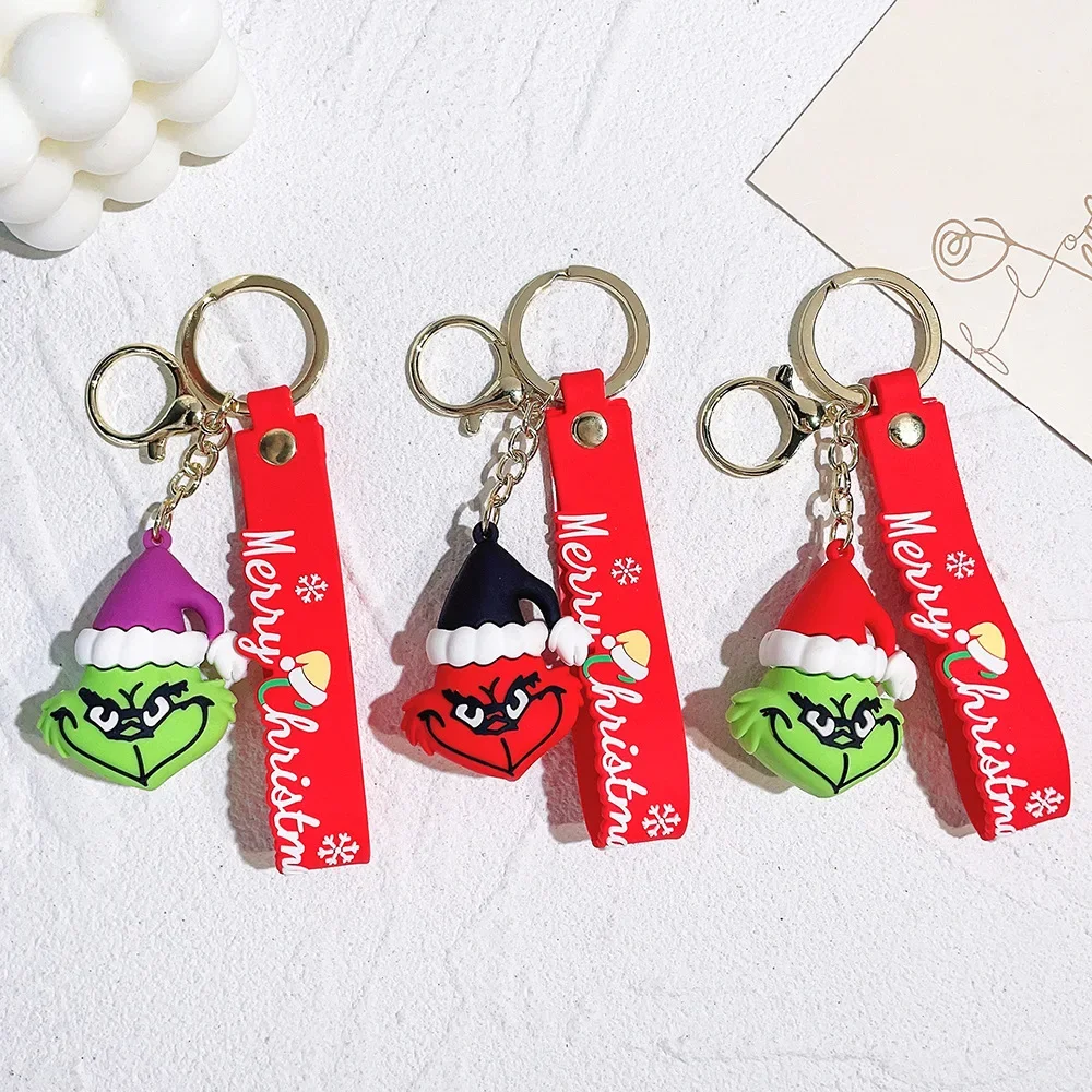 

Green Hair Monster Christmas Keychain Pendant Christmas Tree Decoration Car Pendants Doll Decorations Ornament Kid Birthday Gift