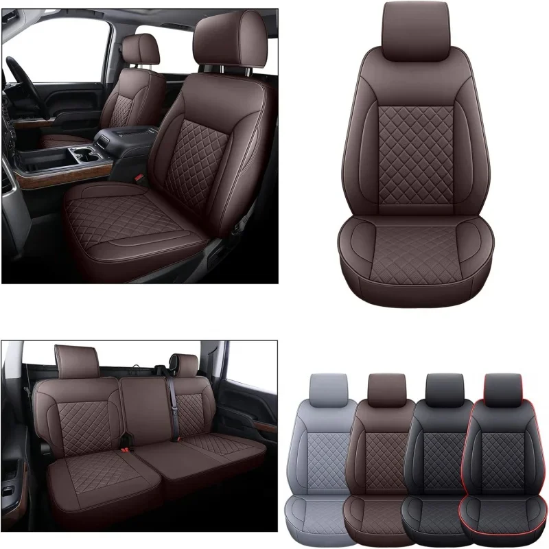 

Chevy Silverado/Sierra Seat Covers Full Set Fit 2019-2022 1500/2500 HD/3500 HD Crew Cab with Water Proof Faux Leather