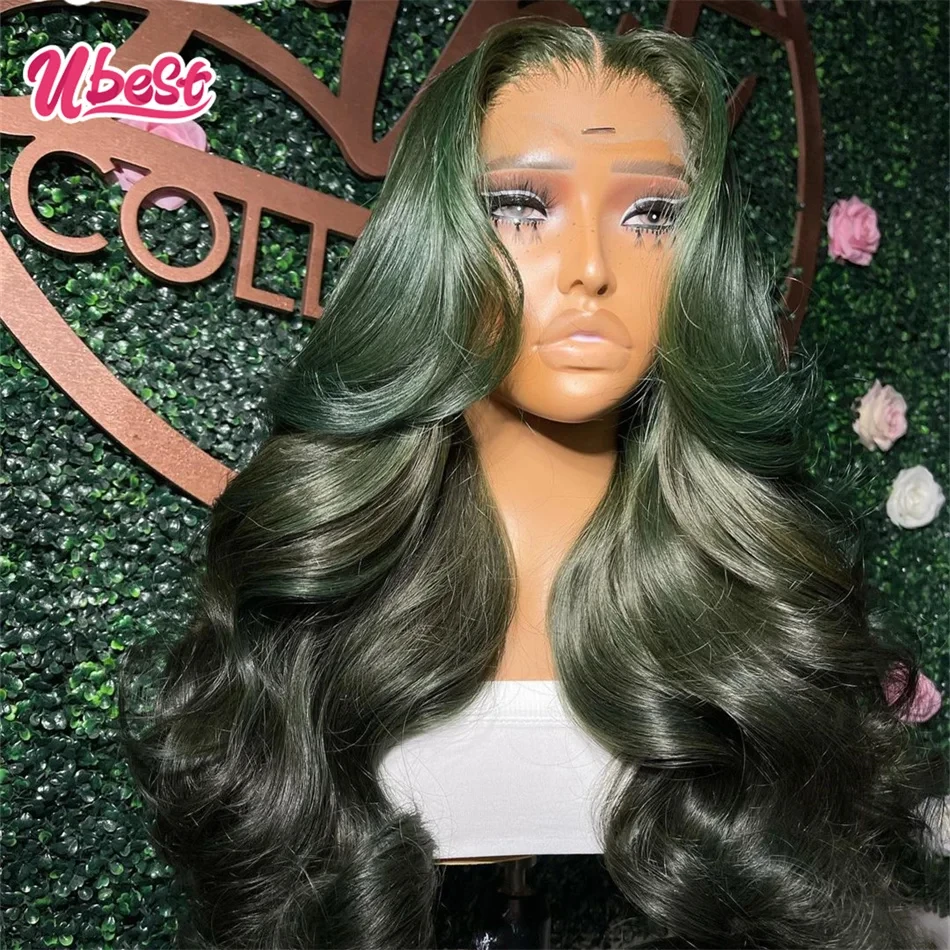 Ubest Dark Green Colored 13X6 Body Wave Transparent Lace  display picture 2