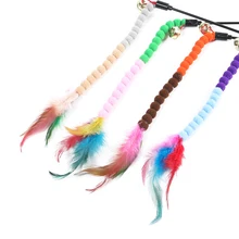 

Multicolor Short Hairy Ball String Tease Cat Stick Funny Feather Wand Cat Interactive Pet Cat Supplies Cat Accessory