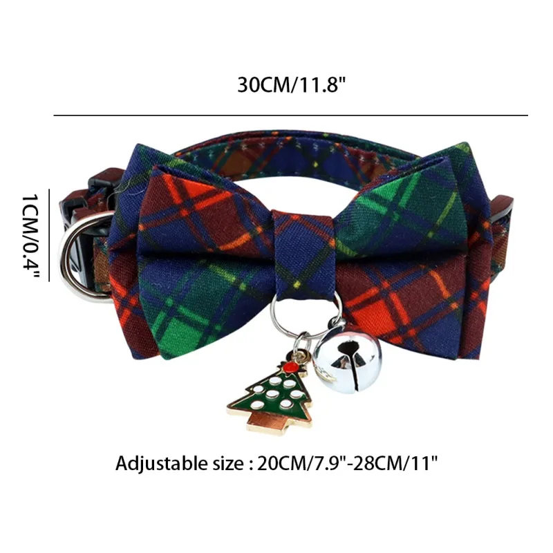 Christmas Bowknot Cat Dog Collar with Bell Adjustable Breakaway Pet Puppy Kitten Safety Buckle Bowtie 2026 New Year Gifts