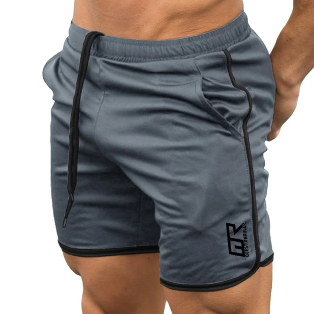 Men Summer Swim Shorts Solid Color Elastic Waist Drawstring with Pockets Swimming Trunks