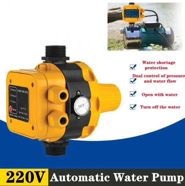220V Intelligent Adjustable Pressure Water Pump Pressure Controller Water Pump Pressure Switch Automatic Water Pump