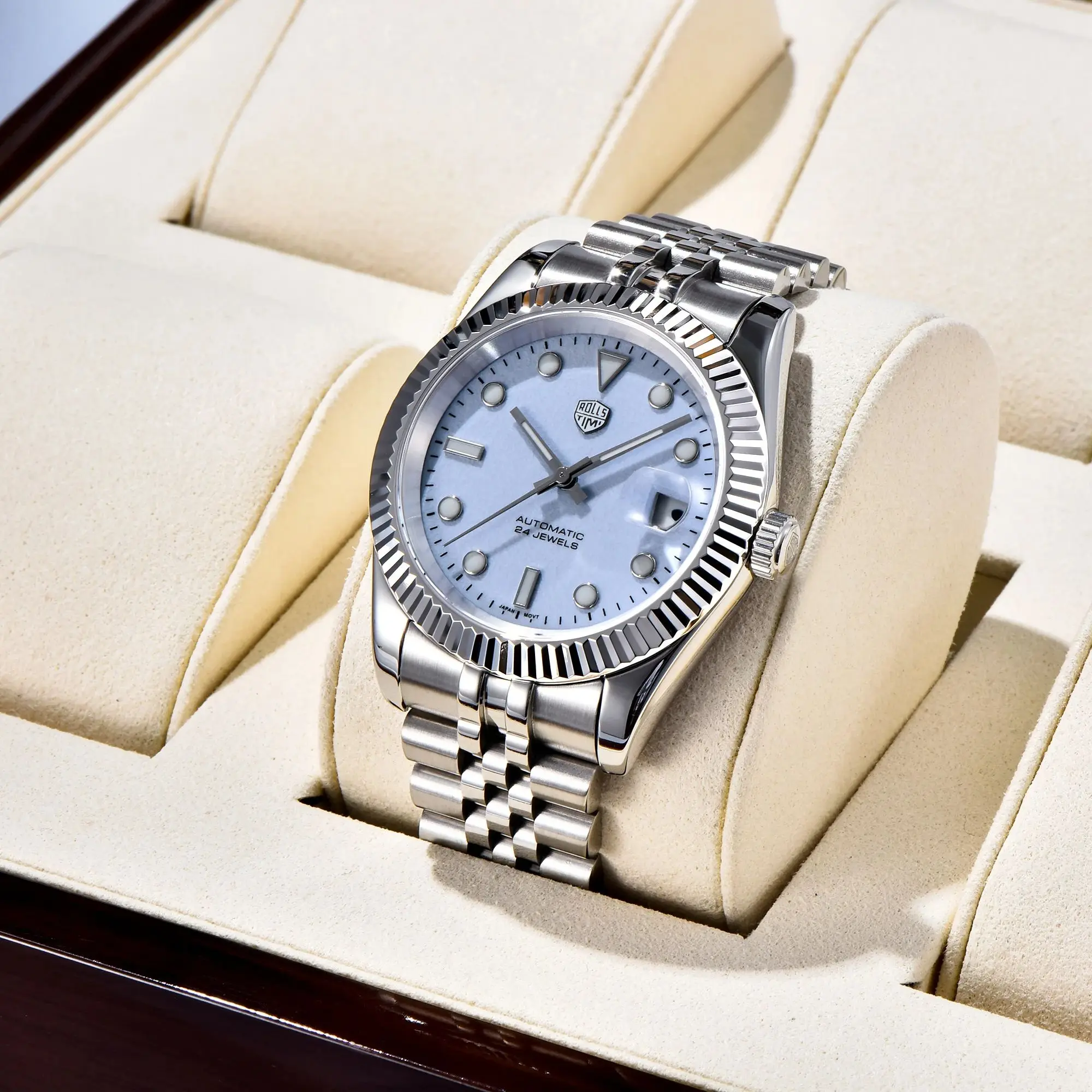 RollsTimi Orologio Automatico Uomo: Lusso Con Movimento NH35A, Vetro Zaffiro, Cinturino Acciaio, Impermeabile 10Bar E Luminoso