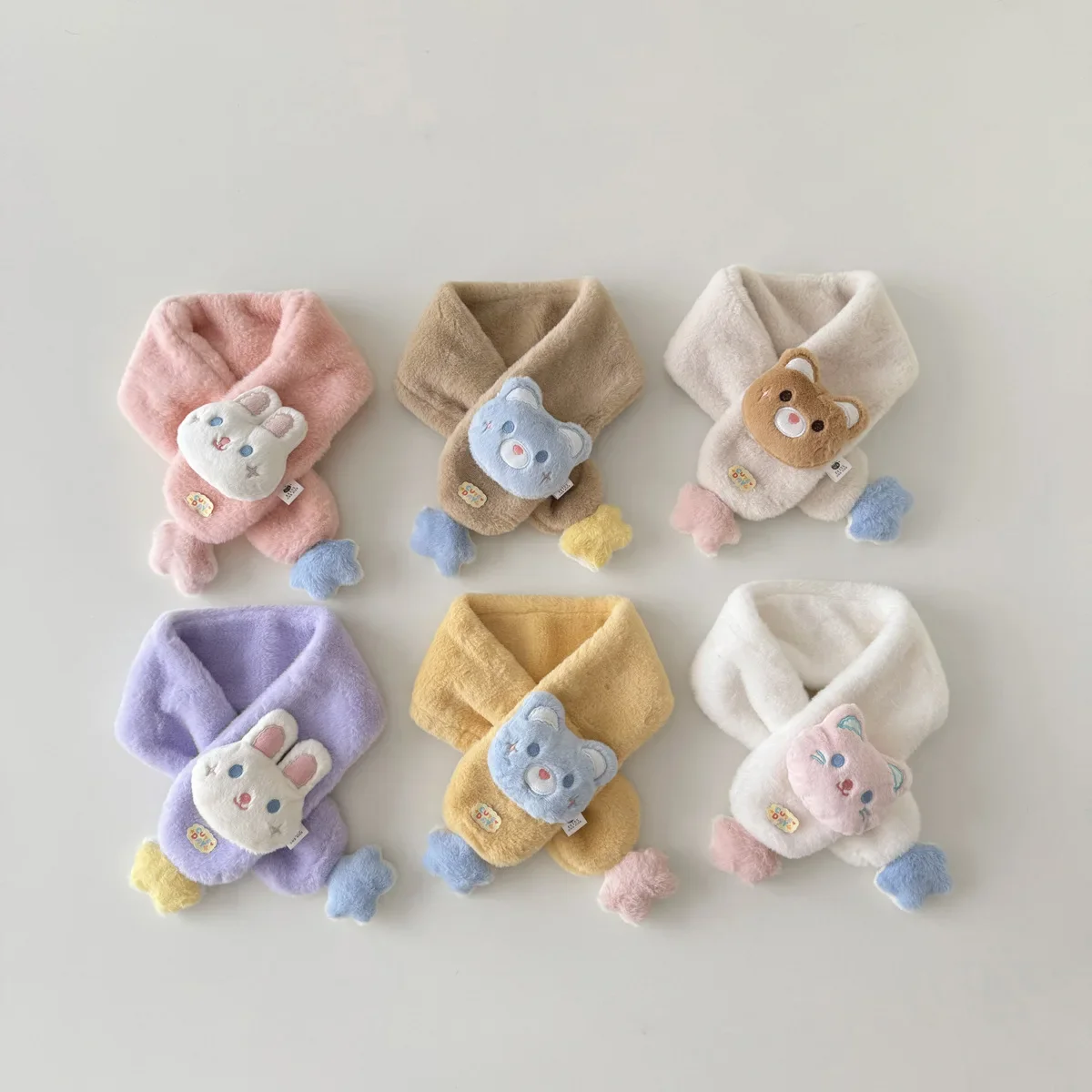Children's Scarf Cute Cartoon Plush Scarf Winter Warm Thicken Baby Boys Girls Windproof Neck Protection Scarves