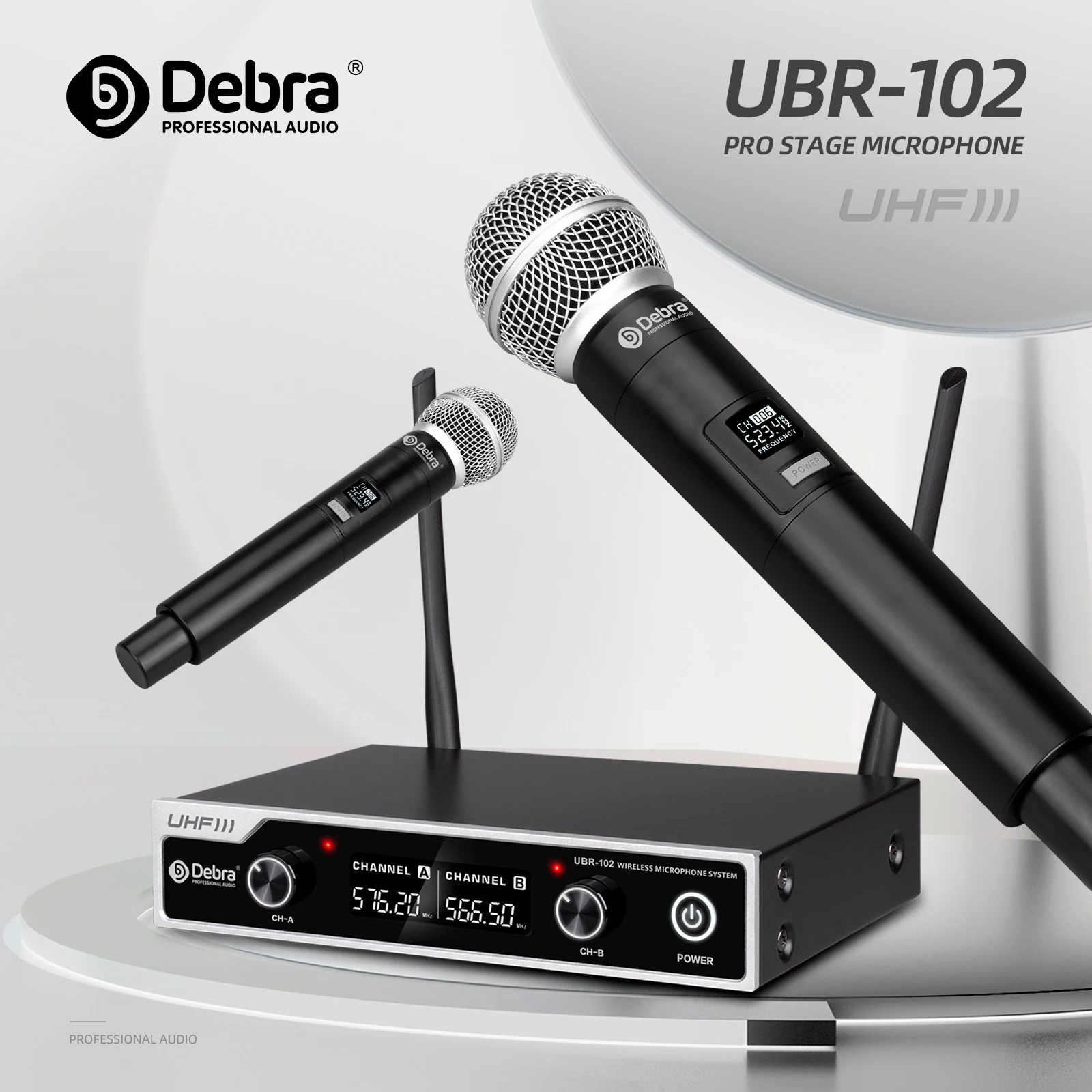 

UBR-102 Wireless Dual Handheld Microphone, UHF High-Frequency Dual-Frequency Design, Suitable For Small Stage, Church, Meeting