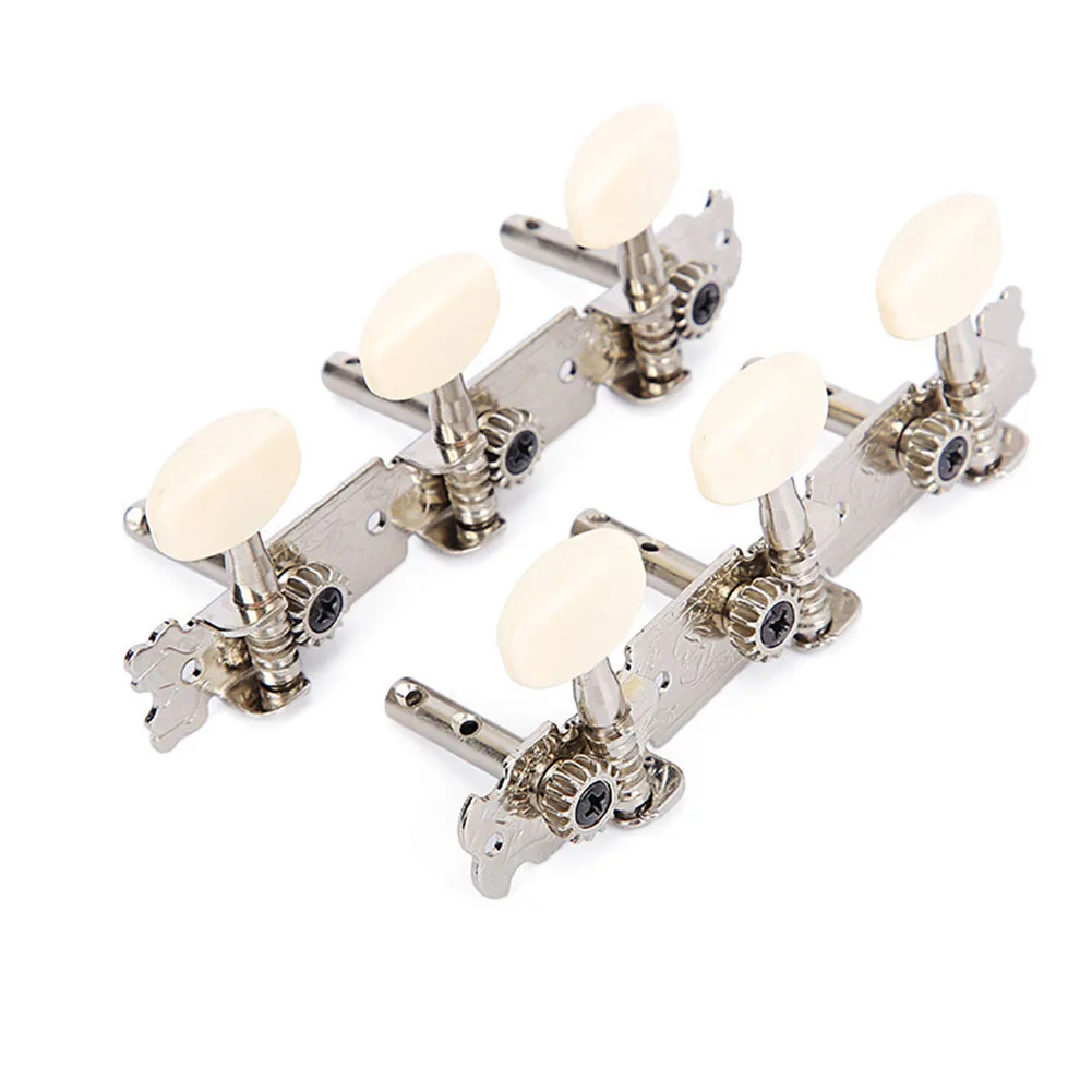Chrome Guitar String Tuning Pegs - Set of 6 (3 Right, 3 Left) for Acoustic/Folk Guitars