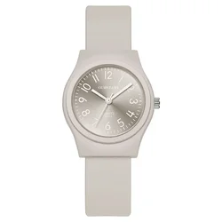 Women's Luxury Silicone Strap Quartz Watch - Fashionable Casual Ladies' Wristwatch (GY)