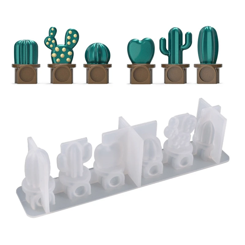 

N58F DIY Crystal Epoxy Resin Mold Irregular Cactus Refrigerator Sticker Silicone Mold for Refrigerator Home Decorations