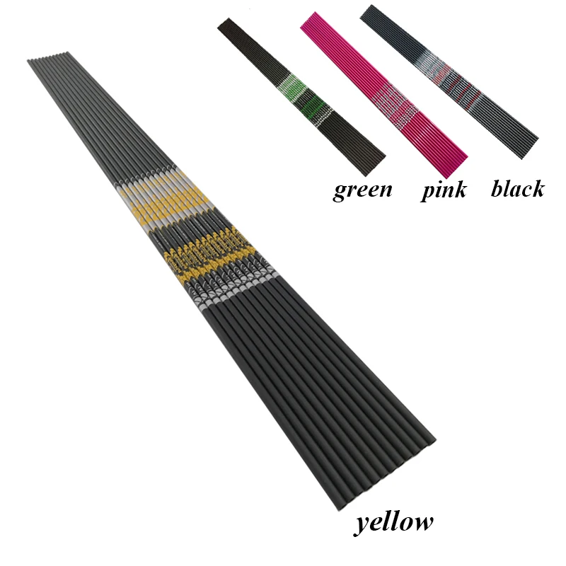 Flèches Carbone 30,5" ID4,2 Mm - 6/12 Pièces Avec Plumes Spirales Pour Arc Classique Ou Poulies