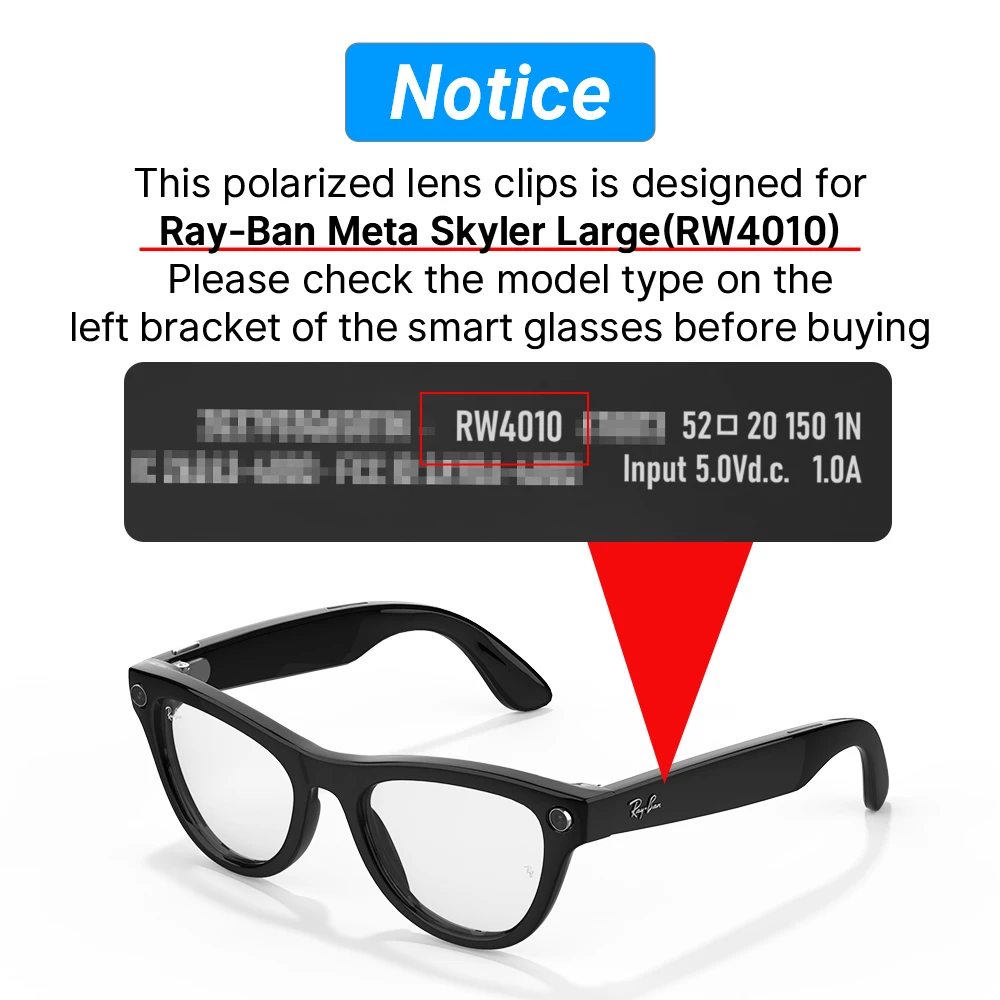 HiBLOKS For Skyler RW4010/RW4014 (Gen 2) Smart Glasses Clip UV Protection Sungl