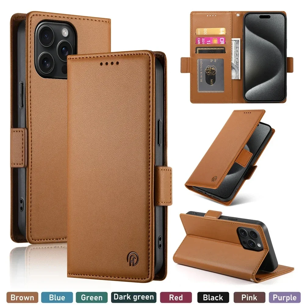 Premium PU Leather Flip Phone Case with Kickstand and Card Slot Wallet Cover