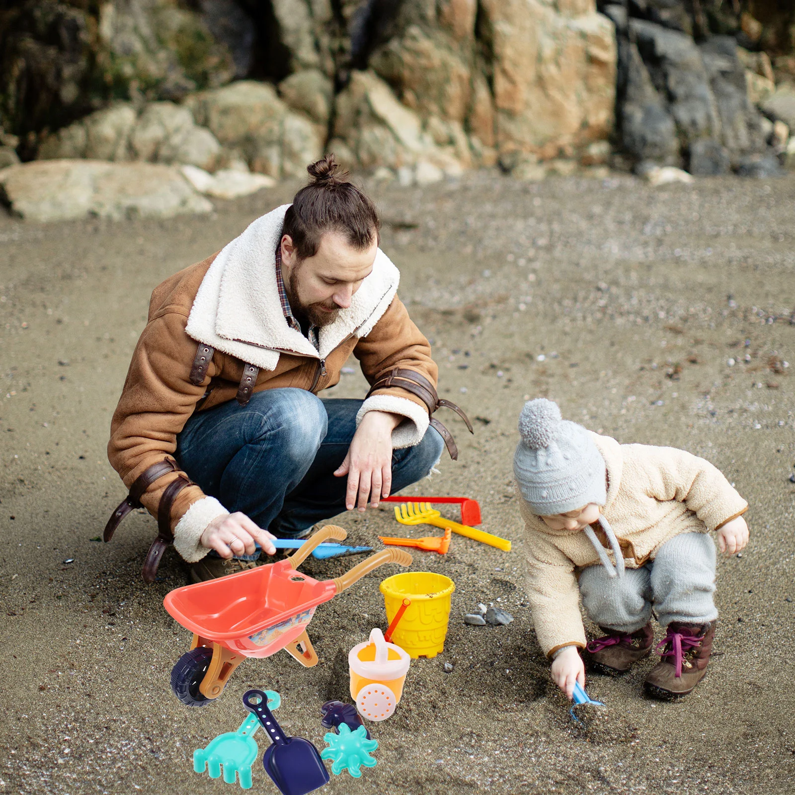 Beach Toy Stroller Playthings Sand for Kids Wheelbarrow Toys Pool Preschoolers Plastic 6