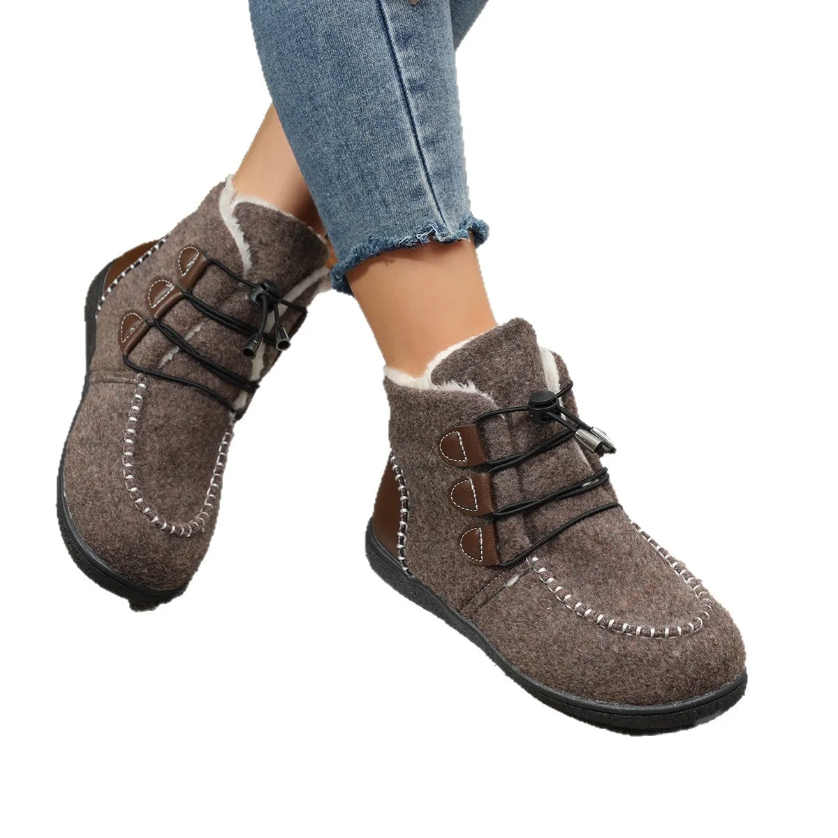 Women Boots Fashion Thickened Fluff Snow Boots Woman Winter Comfort Casual Ankle Boots Outdoor Warm Cotton Platform Shoes