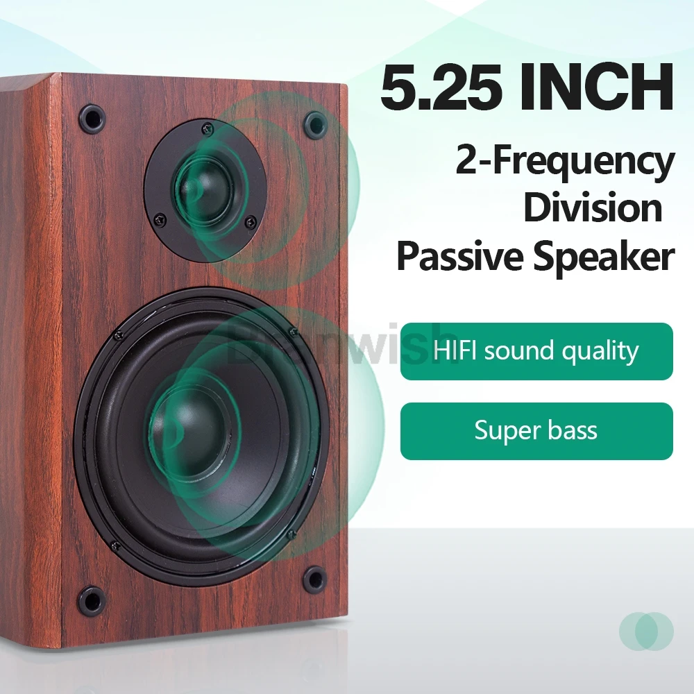 100W 5.25 Inch Home High-power Bookshelf Passive Desktop Monitor Wall-mounted Surround Sound Hi-fi Speaker