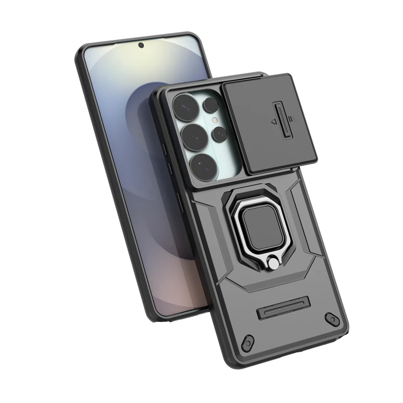 Enhanced Lens Sliding Window Shockproof Phone Holder with Magnetic Protector Cover