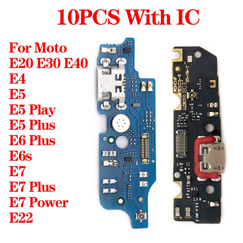 

10PCS USB Charge Port Connector Jack Dock Charging Board Flex Cable For Moto E4 E5 E6 E6s E7 Plus Power Play Go E20 E30 E40 E22