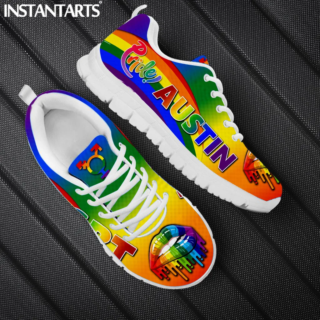

INSTANTARTS LGBT Pride Flag Female Lace-Up Sneakers Brand Design Women Running Walking Tennis Sports Shoes Breathable Workout