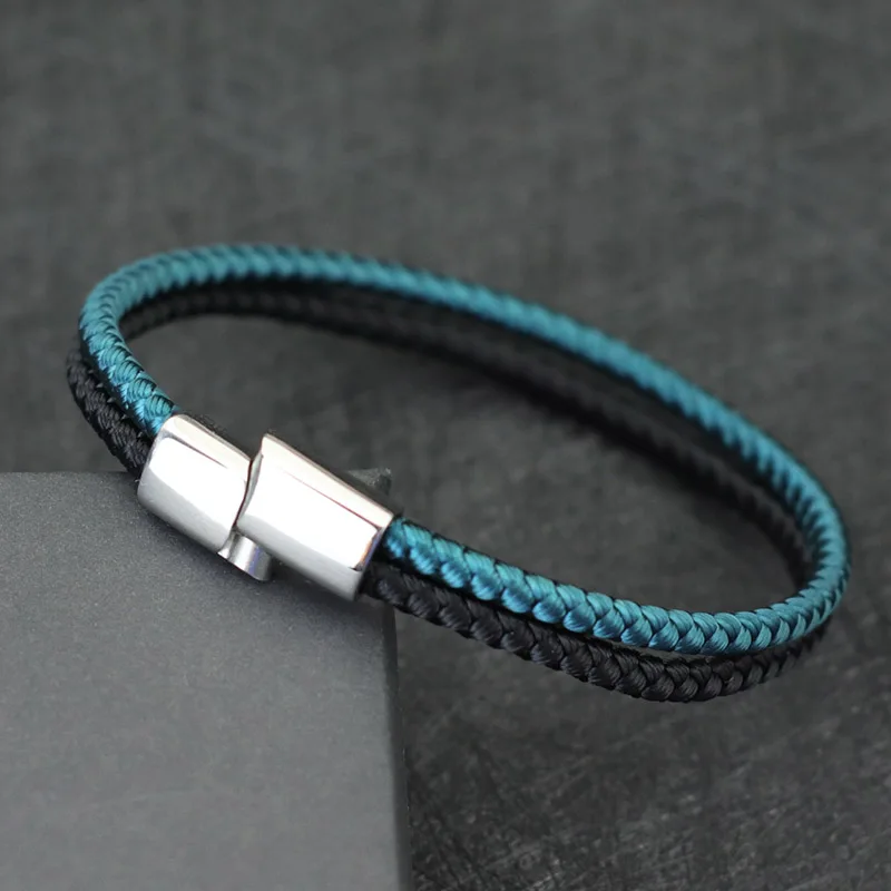 Stainless Steel Magnetic Clasp Surf Fabric Bracelet for Men