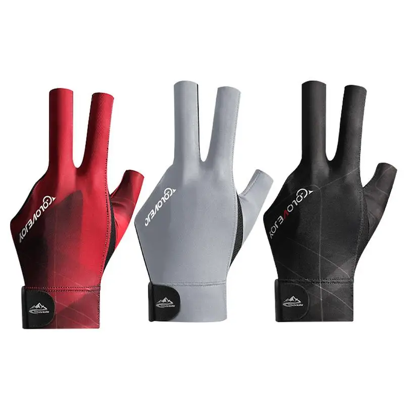 

Перчатка для игры на бильярде нескользящие спортивные перчатки для снукера с 3 пальцами, эластичные Нескользящие тренировочные перчатки для бильярда, аксессуары