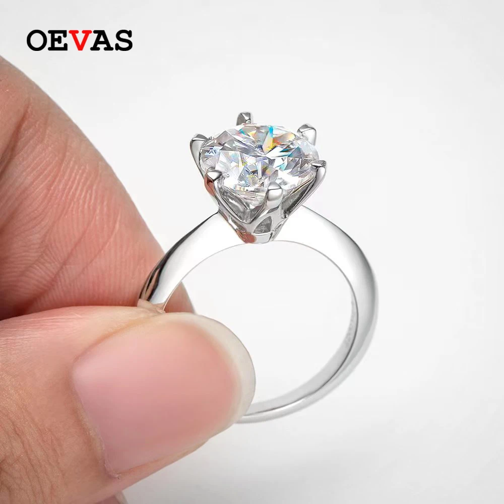 

OEVAS Real 3 Carats D Color Moissanite Wedding Rings For Women 100% 925 Sterling Silver Sparkling Engagement Party Fine Jewelry