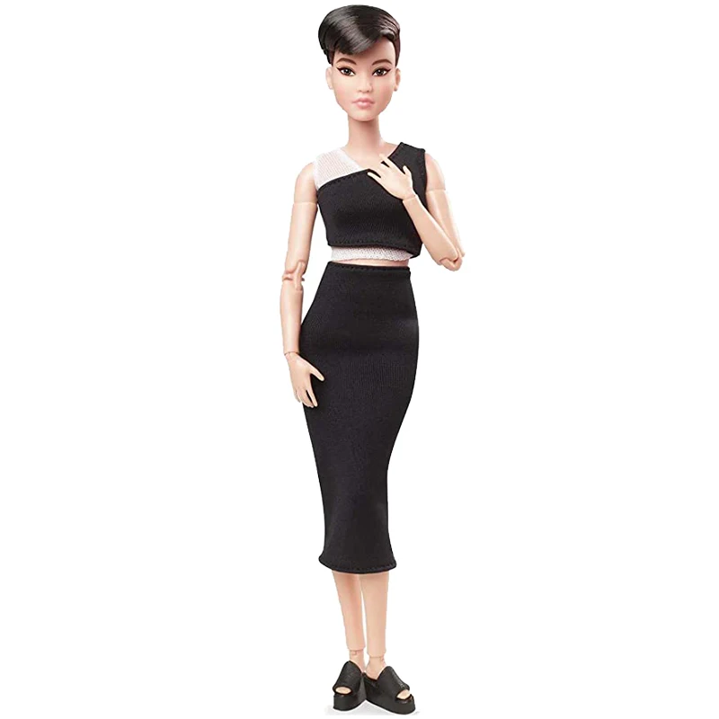 Barbie Signature Looks Dolls for Collectors Edition, JoendocMobile Girls Toys, Dark Brown, Red Curly Hair, Yoga Tall Body, Original