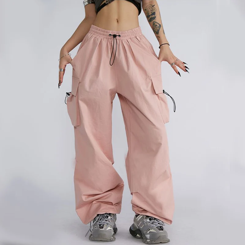 

Gidyq Streetwear Women Cargo Pants Korean Fashion Oversized Pocket Loose Wide Leg Pants Summer Bf High Waist Female Trousers New