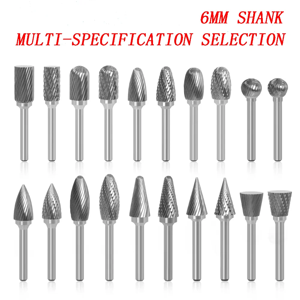 6MMMetalDrawingTungstenCarbideMillingCutterRotaryToolBurrCNCEngravingAbrasiveTools