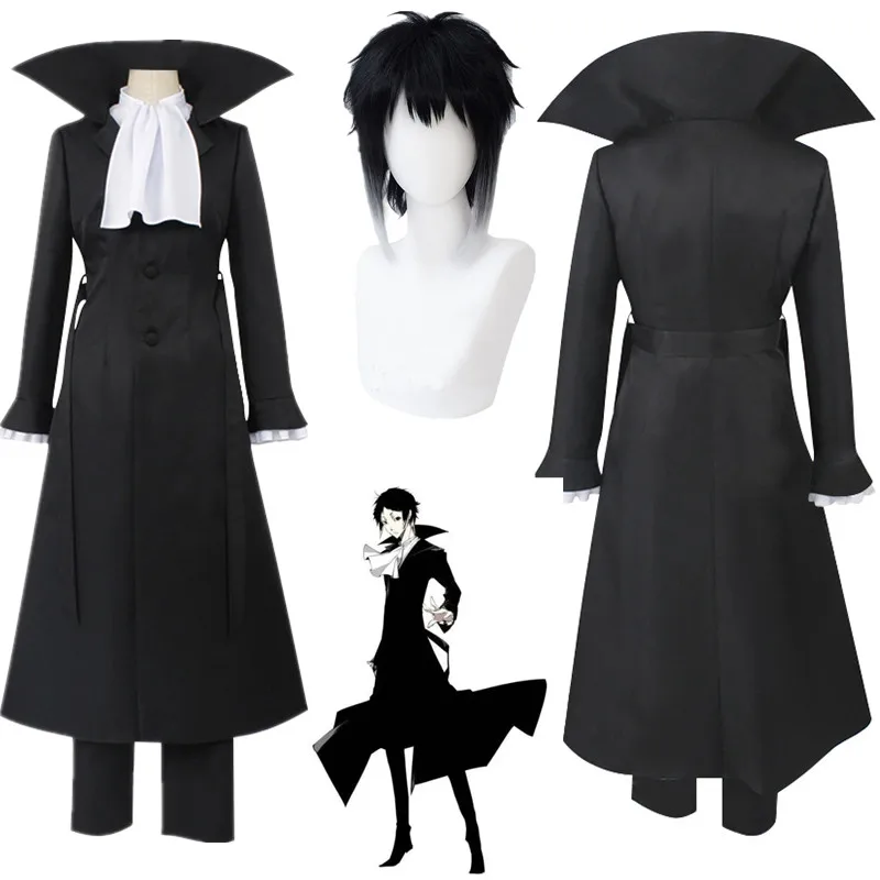 

Anime Bungo Stray Dogs Akutagawa Ryunosuke Cosplay Costume Suits Cloak Black Uniform Halloween Christmas Party Clothes