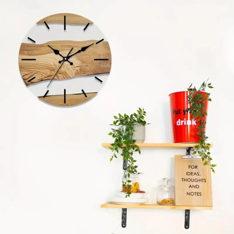 Classical Wood Grains Designs Wall Clock 30cm Quiet Mechanism Transparent Tempered Glass Clock for Bedroom and Kitchen 2