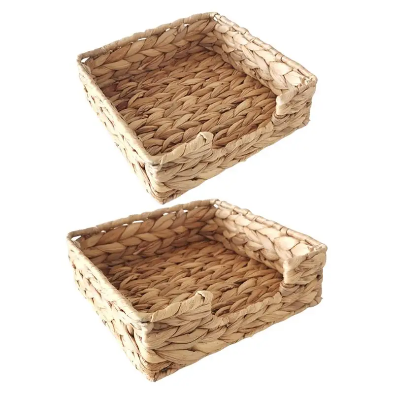 

Storage Baskets Wicker Hand Woven Storage Bins Seagrass Organizer Tray Natural Container Handwoven Rectangular Organizer Box