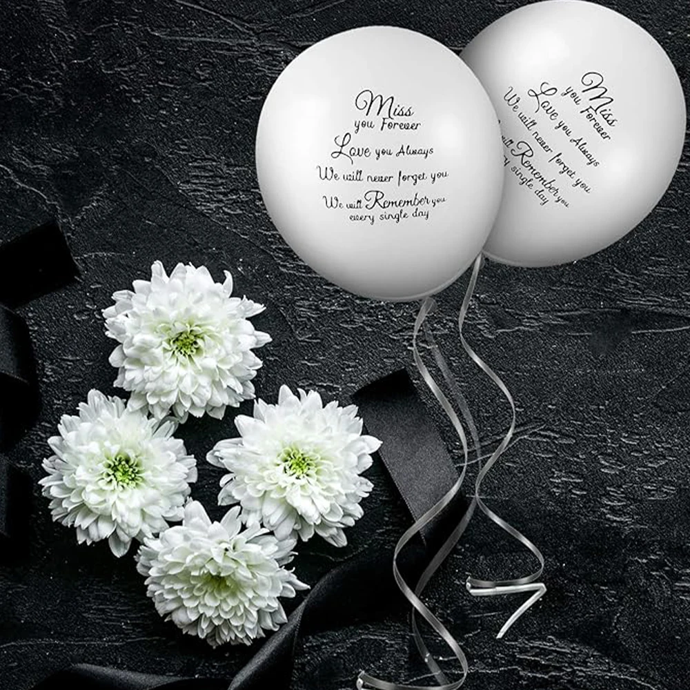 

10/20pcs Memorial Balloons Miss You Forever White Black 12inch Latex Balloons Funerals Memorial Remembrance Event Party Decora