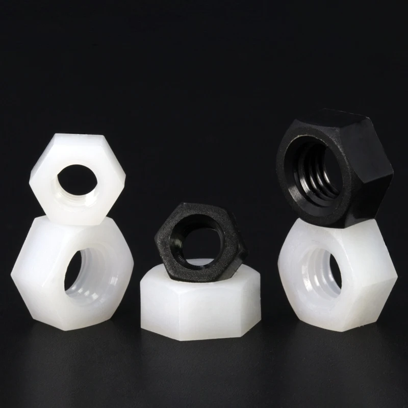 10/ 50PCS M2-M16 Nylon Plastic Hex Nuts DIN934 For Heat/ Elctricity Insulation