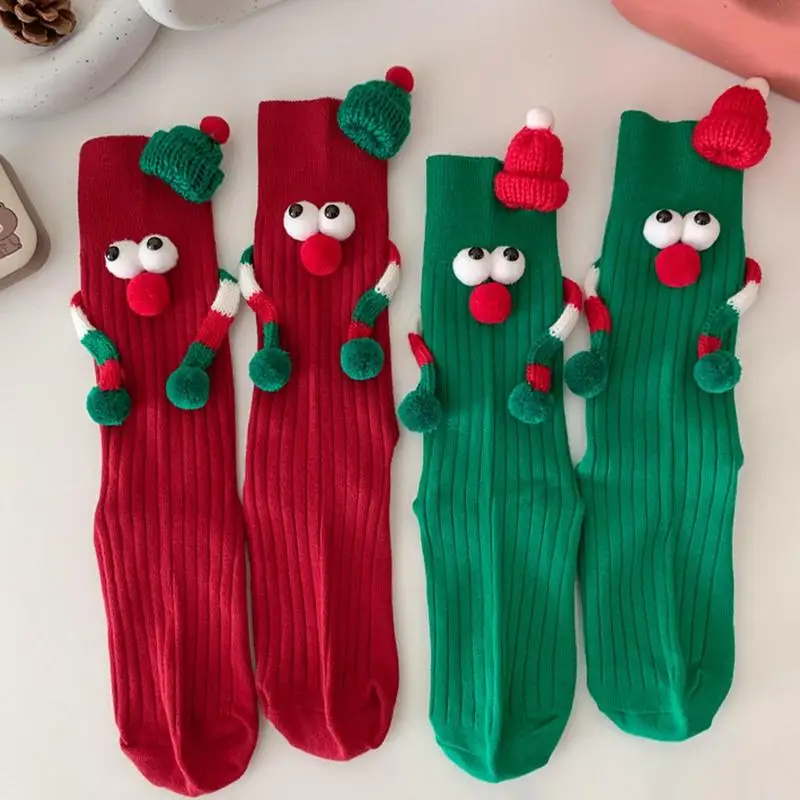 

Holding Hands Socks Cute Magnet Socks Elastic Soft Cartoon Hand Socks Comfortable Funny Holiday Gift For New Year Birthday