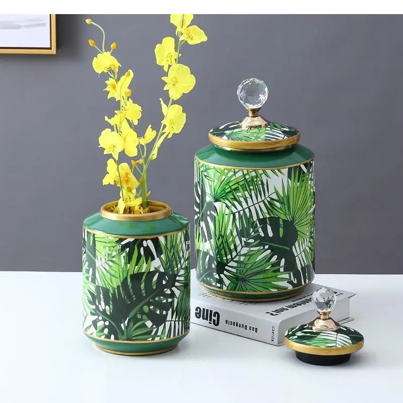 

Nordic Light Luxury Ceramic Storage Jar Decoration Living Room Dried Flower Flower Arrangement Accessories Home Decoration Vase