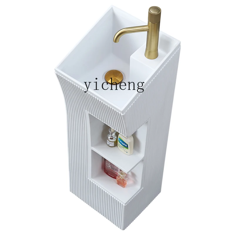 

Tqh Bathroom Column Wash Basin Integrated Floor-Mounted Small Mini Artistic Vertical Sink Wash Basin