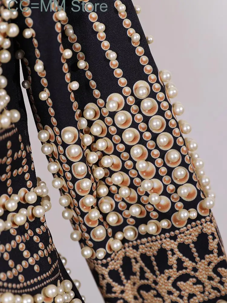 new Beaded Geometric Spring Winter Long Sleeves V-Neck Vintage Ladies Outwear vintage fashion Overcoats