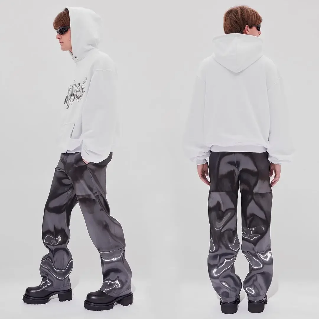 Y2k cotton American vintage 3D letter print pattern hoodie men and women couple street loose oversized casual sweatshirt