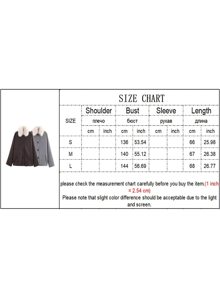 Fashion Women's Woolen Coat Fur Collar Lapel Pocket Solid Warm Loose Fit Coats 2025 Autumn Winter Elegant Female Streetwear