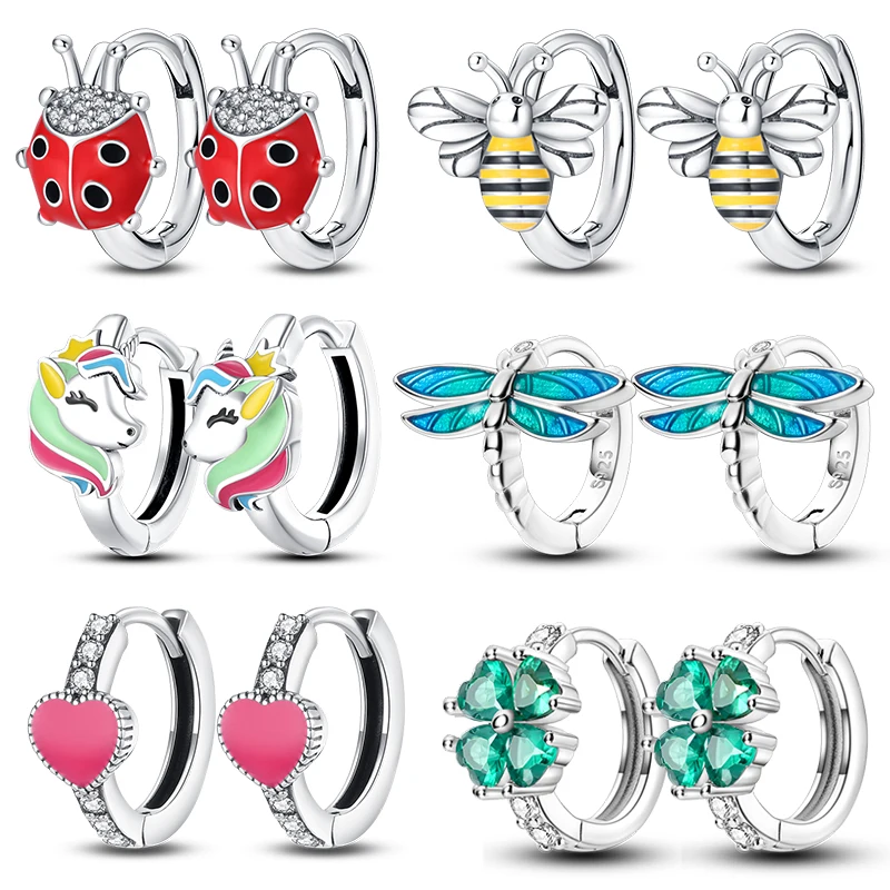 Silver Earrings 925 Silver Plated Double Hoop for Women