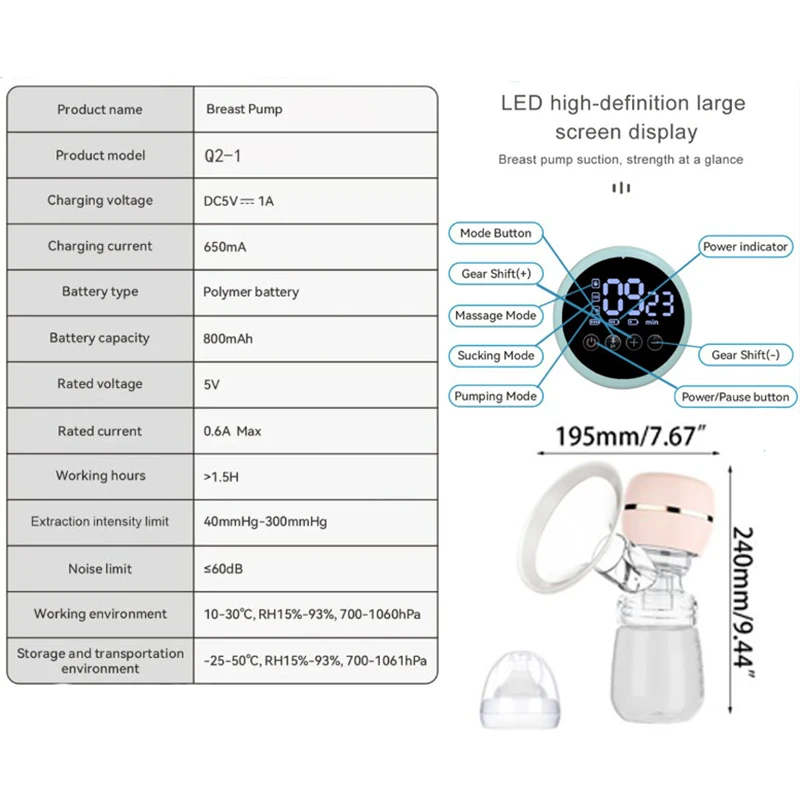 Electric Breast Pump Electric Breast Pump Machine Suction Breast Milk Postpartum Massage Painless And Silent Pump Charging