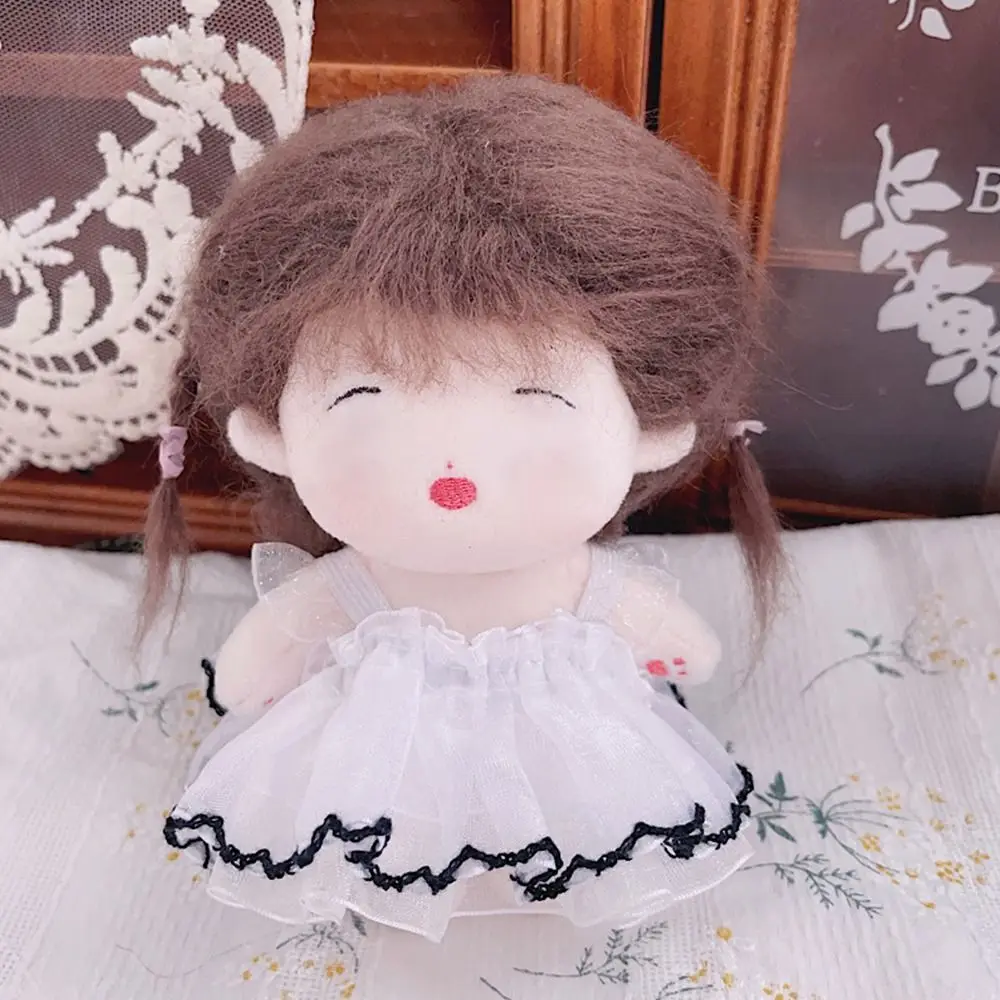10CM Doll Clothes Fashion Suspenders Lace Princess Dress With Black Trim Plush Toys Clothes 12BJD Dolls Accessories Kids Toys