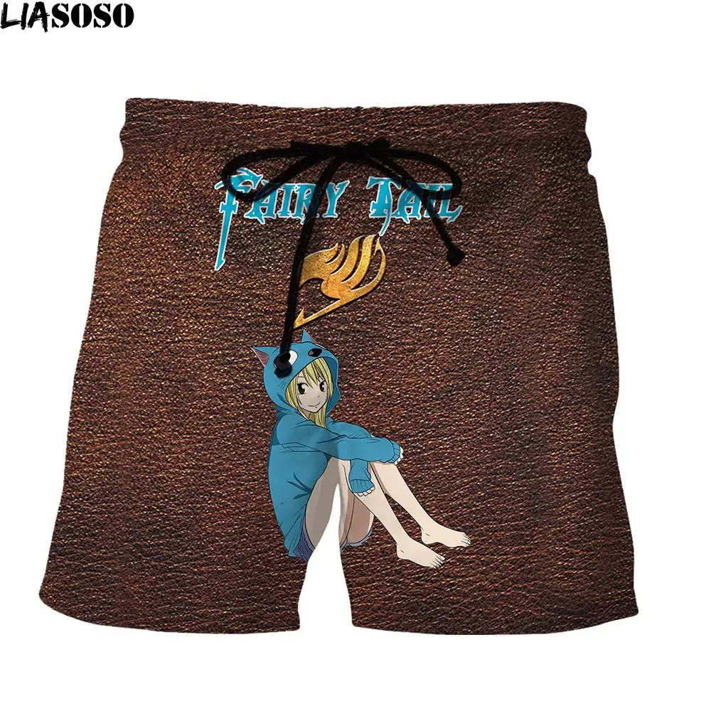 LIASOSO Fairy Tail Aldult Cool Elasticity Shorts Men Women 3D Print Fairy Tail Printed Harajuku Streetwear Loose Men Clothing