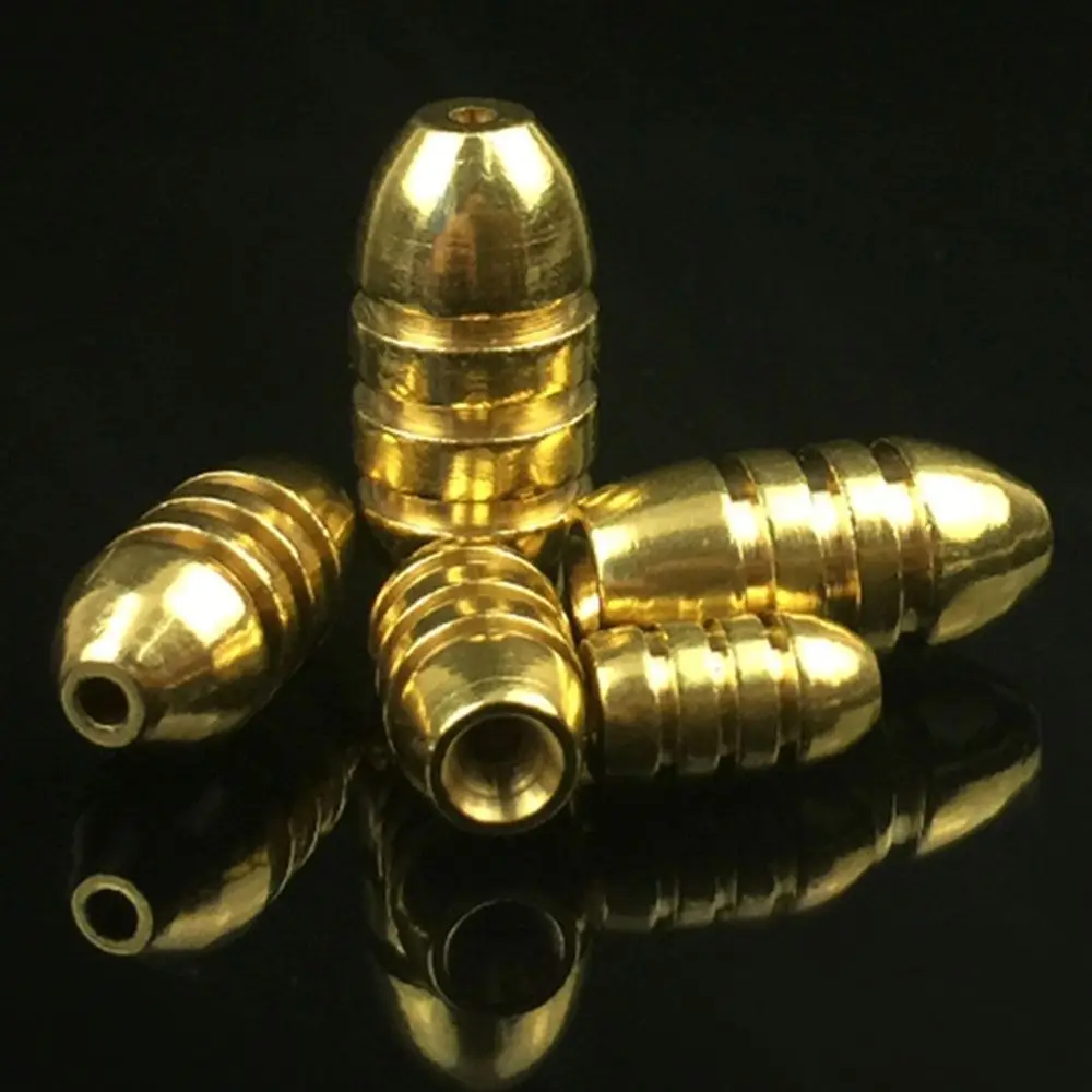 10pcs/lot 10g,7g,5g,3.5g,1.8g Line Sinkers Sharped Weights Copper Fishing Lead fall Brass Sinker Hook Connector