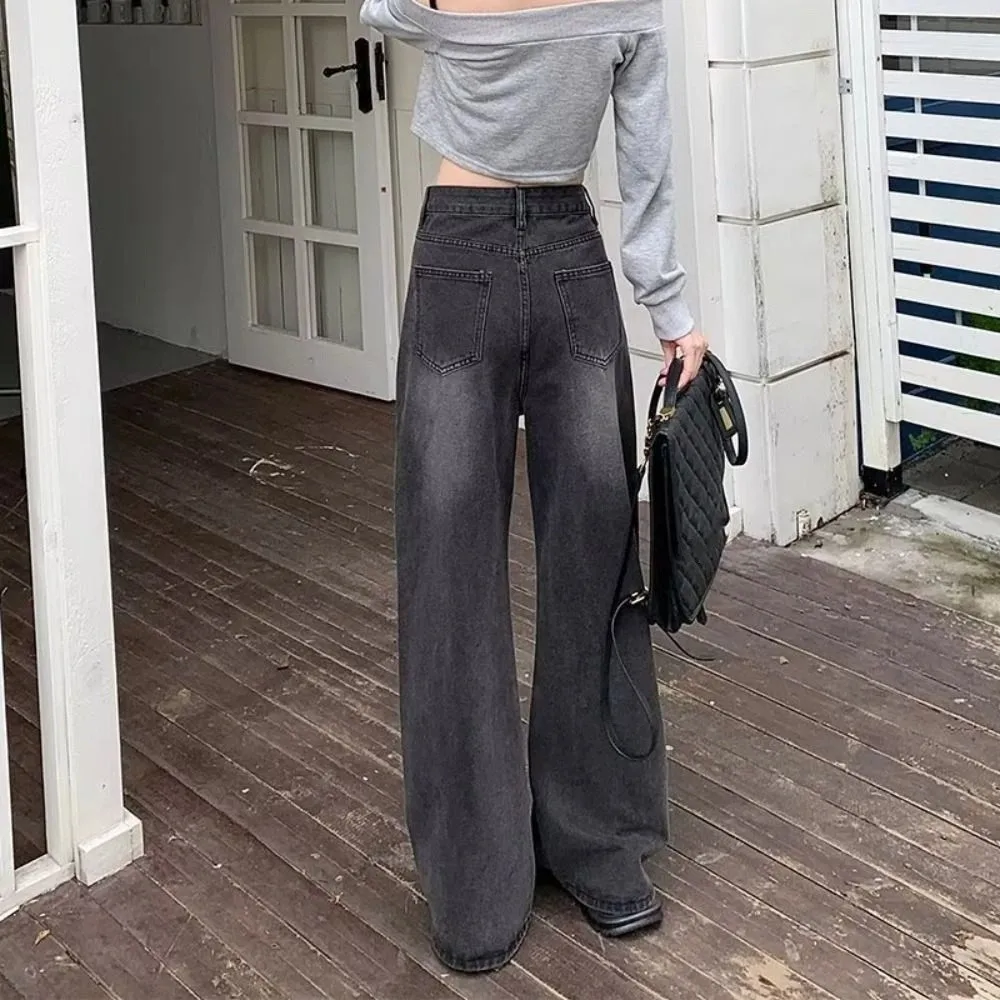 Fashion Straight Leg Y2K Jeans High Waist Loose Baggy Denim Pants Autumn Cowboy Trousers Girls Lady