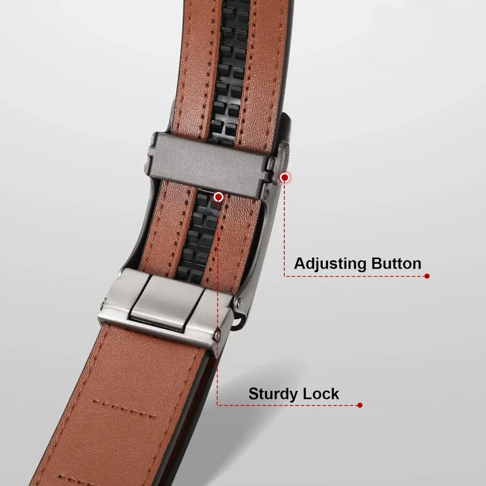 Mens Belt Leather Ratchet Belt For Men Automatic Ratchet Buckle 1 3/8" Slide Belt for Dress Pant 2