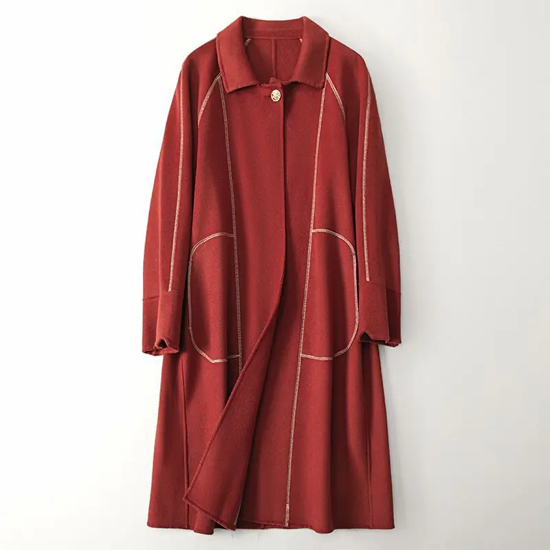 

Broken Size Clothing 100% Wool 2023 New Double Face Wool Coat Women's Spring Long Wool Coat