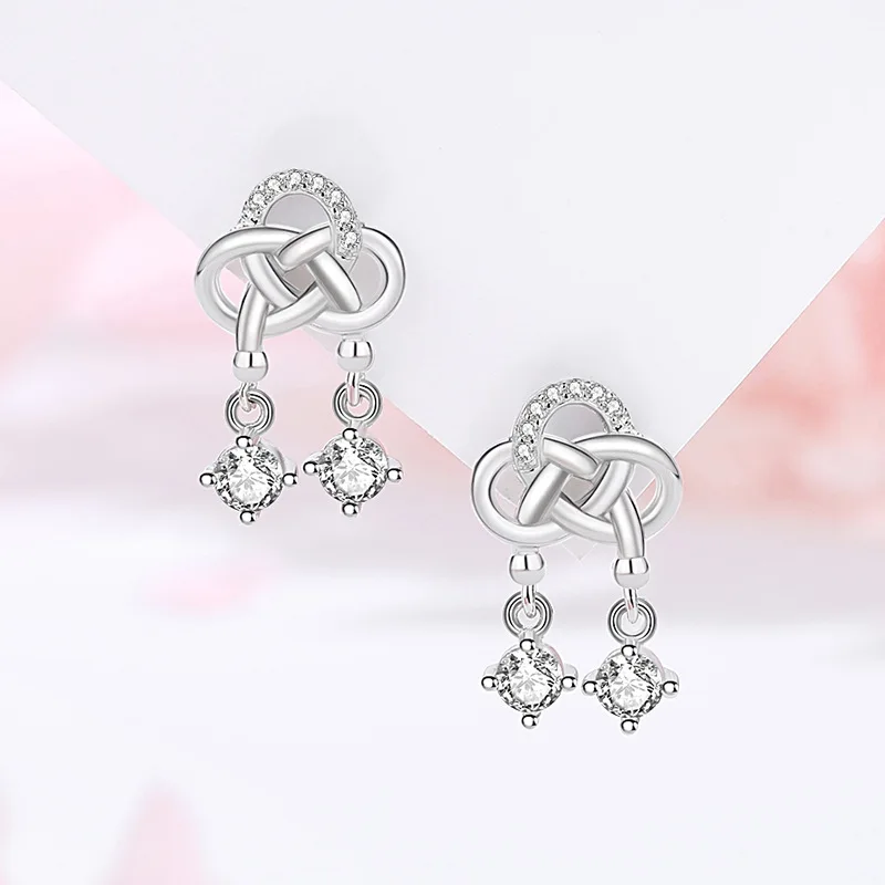 

Серьги из настоящего стерлингового серебра 925 пробы с китайским узлом, серьги-кисточки с выложенным узлом, гипоаллергенные украшения для женщин