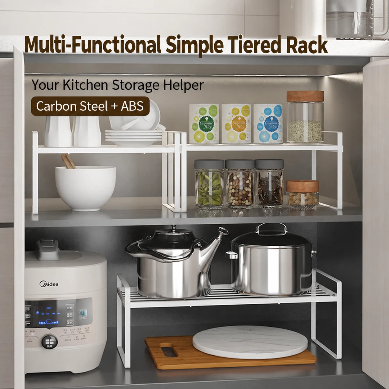 Space-Saving Metal Kitchen Shelf Organizer