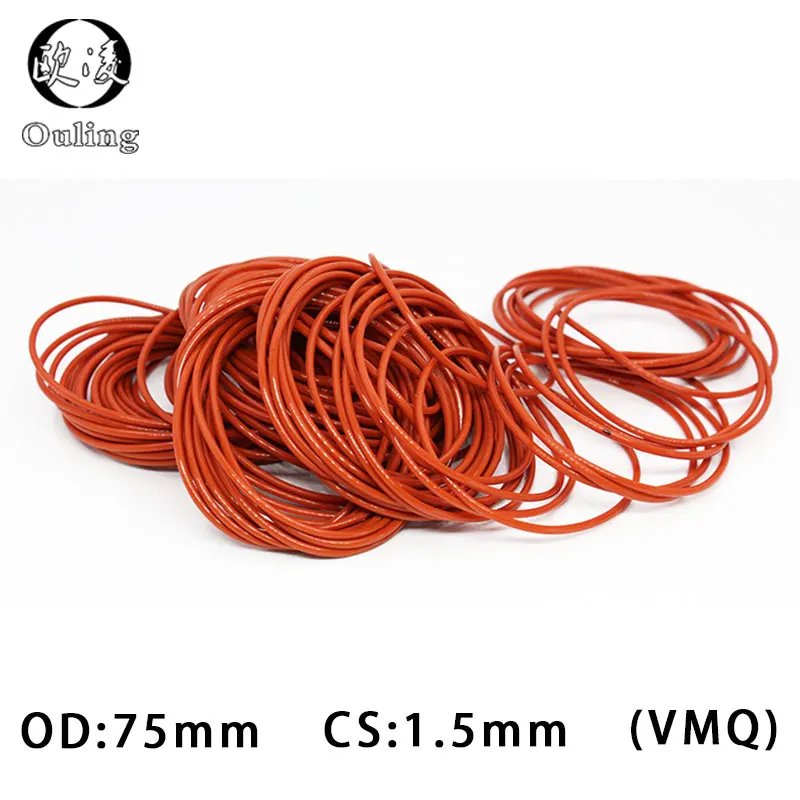 

5 шт./лот красное Силиконовое кольцо, Силиконовое уплотнительное кольцо cs1.5 мм, толщина OD60/75 мм, резиновое уплотнительное кольцо, уплотнительное водонепроницаемое кольцо, шайба, кольца